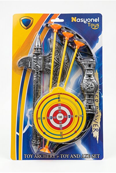 NASYONEL TOYS Çocuklar İçin Eğlenceli Ok Yay Seti - Hedef Tahtalı Oyuncak Okç...
