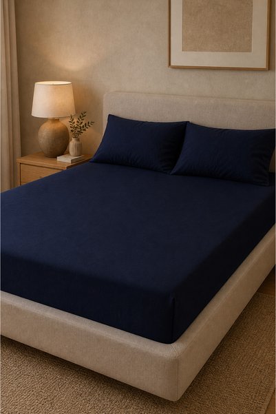 Pamuva Cotton Combed Elastic Bed Sheet 180X200 Double Size Soft Textured