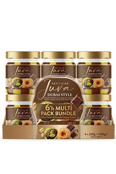 Patiswiss Sütlü Çikolatalı Antep Fıstığı Kreması – Juva Dubai Style, 200G x 6...