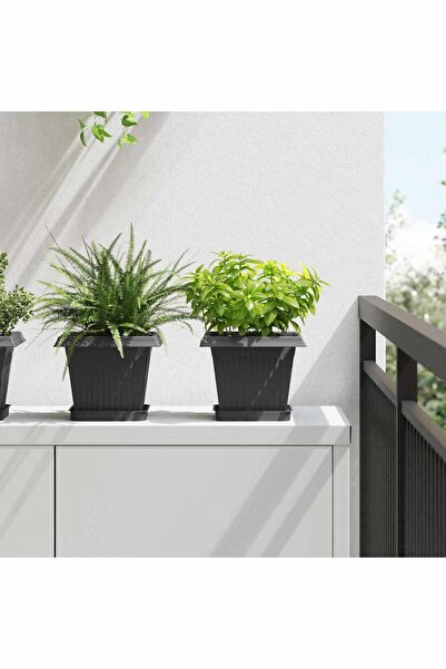 vidaxl Vaza patrata pentru flori 6 pcs Negru 20 x 20 x 16 cm Plastic