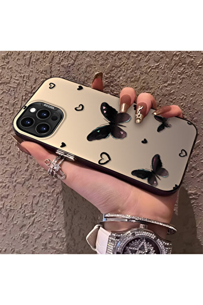 PATTERNOVA iPhone 13 Pro Max Uyumlu Nazarik Kelebek Desenli, Tam Kaplama Koru...