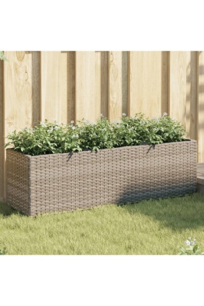 vidaxl Jardiniera de gradina cu 3 ghivece gri 105x30x32 cm poliratan