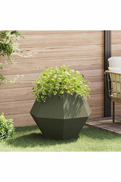 vidaxl Jardiniera Verde masliniu 75 x 75 x 60 cm Otel