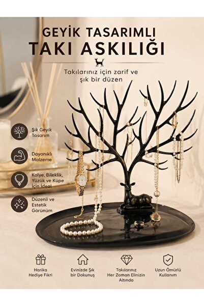 kınlee Deer Design Jewelry Hanger Organizer Stand – Necklace Earring Ring Org...