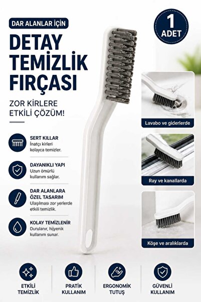 Herza House Çok Amaçlı Multi Temizlik Fırçası | Banyo Mutfak Lavabo Detay Temizleme Fırçası | Gider Cımbızlı