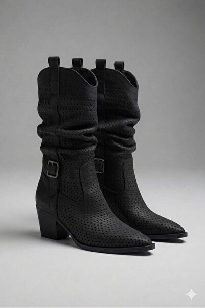 markasende Newa Cesur Leather Laser Cut Bellows Summer Women's Boots