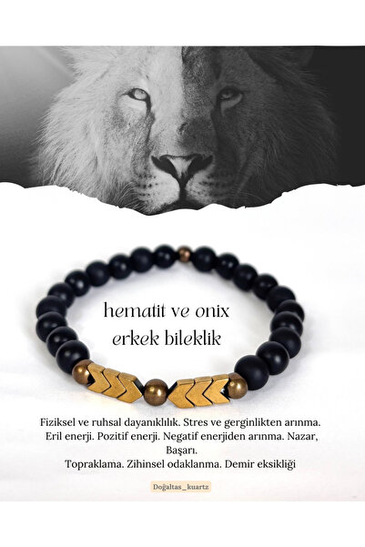 kuartz Hematite Men's Bracelet. Original Natural Stone