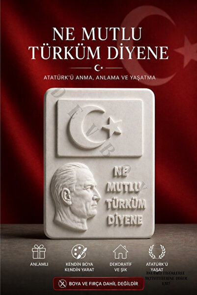 devhome Alçı Taş Boyama Figürü 10’lu Set Atatürk Türk Bayrağı Hobi Dekoratif ...