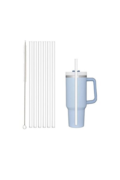 4 Adet 30 cm Stanly Quencher Uyumlu Tritan Pipet Seti – 30 cm Şeffaf Tritan Pipet & Temizlik Fırçası