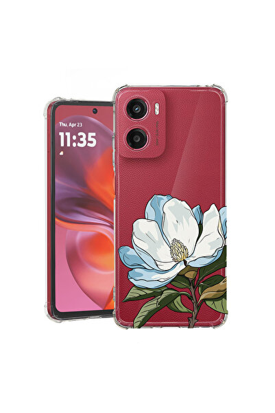 bestcase Противоударен калъф за Motorola Moto G06, Флорален - Синя магнолия, ...