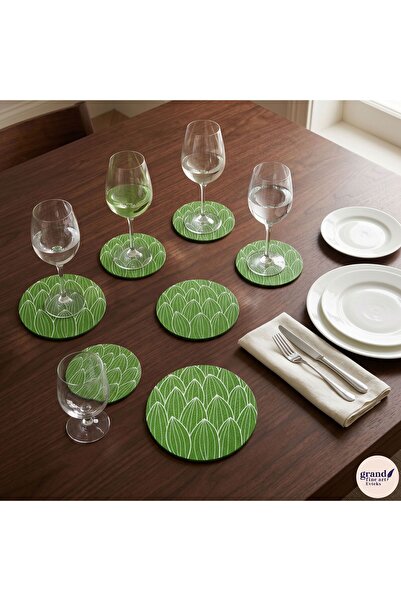 Grand Fine Art 4 Pieces of Printed Leather Coasters - Single-Sided Printed Co...