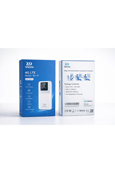 WİKİNG WK-MF5 LCD Ekranlı Taşınabilir Mobil Wi-Fi Router SIM 4G LTE 150Mbps D...