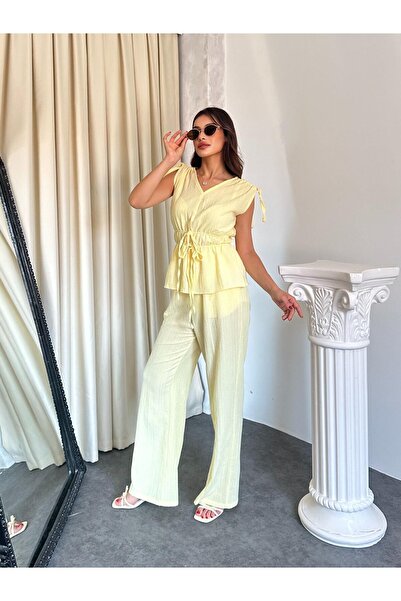Mazelf Baby&Kids Wear Set de top și pantaloni fără mâneci, cu detalii din dan...