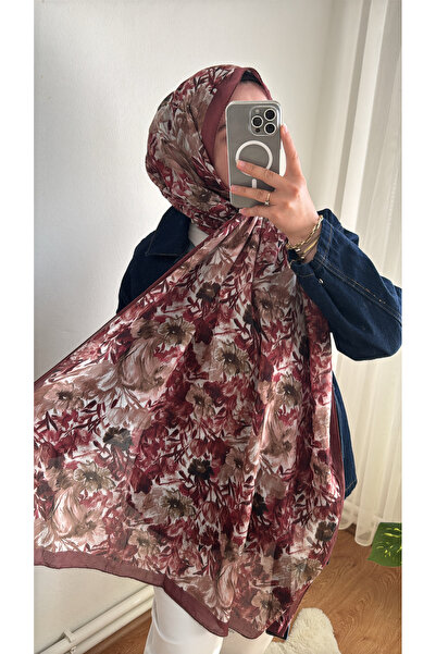 Akel Stil19 kırmızı Çiçekli terletmeyen yazlık şal
