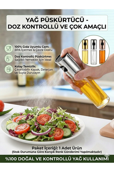 HopeWay Home Cam Püskürtmeli Yağdanlık - 100ml Airfryer Yağ Spreyi, Zeytinyağ...