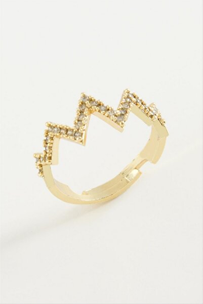 ZERO LAND Ilkeshop Zigzag Stone Metal Ring - (00008) Silver Color