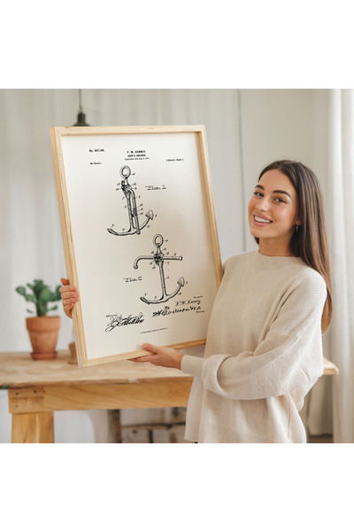 Pegziz Tabela crteža sidra, patentna slika, nautička zidna dekoracija