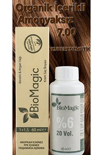BIOMAGIC 7.00 Kumral Organik İçerikli Amonyaksız Kalıcı Saç Boyası +oksidan
