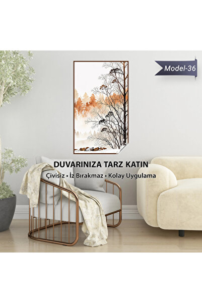 Tutunabilir Kağıt Statik Tutunma Özellikli Sonbahar Ormanı Manzaralı Tablo – ...