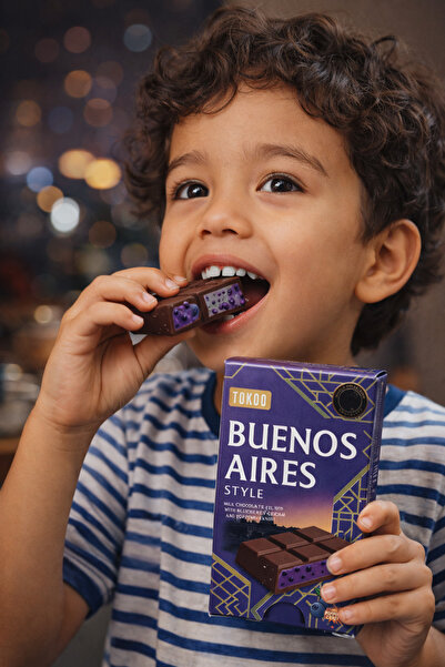 Tokoo Buenos Aires: 75g*5 ad. Yaban mersinli krema ve patlayan şeker dolgulu sütlü çikolata