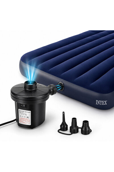 Intex XL 4 Kişilik Şişme Yatak Seti Elektrikli Pompalı 2 Yastıklı Kamp Yatağı
