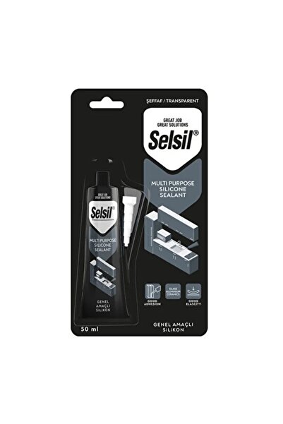 Selsil 50 ML Şeffaf Tüp Silikon Su Sızdırmaz Lavabo Banyo Mutfak Tamir ve Dol...