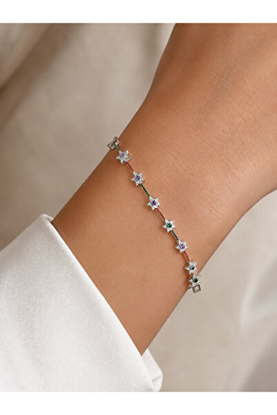 Girift Vintage Brill Colorful Star Detailed Zircon Stone Bracelet