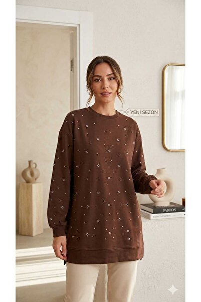 Belkız kadın rahat kesim sweatshirt günlük kombinleri vazgeçilmezi tesettür t...