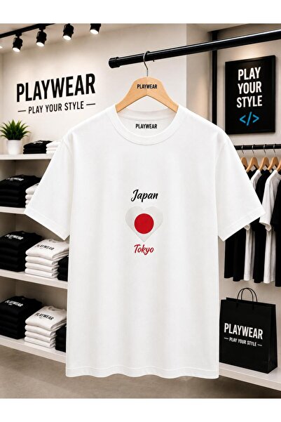 playwear Τόκιο Ιαπωνία Μπλουζάκι με στάμπα στο στήθος, 100% βαμβάκι, υπερμεγέ...