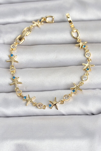 Lisinya Brass Gold Color Rowed Starfish Model Women's Bracelet -