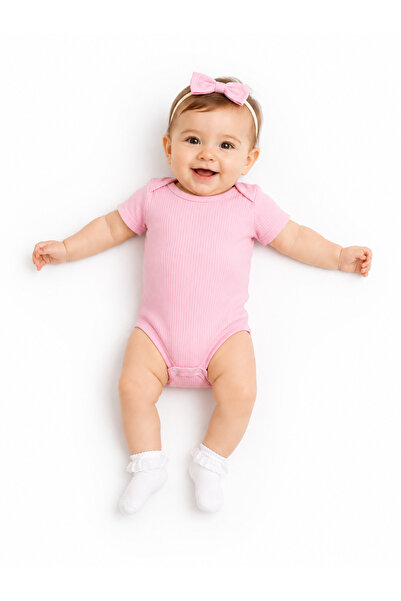 Nayinom Kız Bebek Kısa Kollu Çıtçıtlı Body 1-3-6-9 Ay