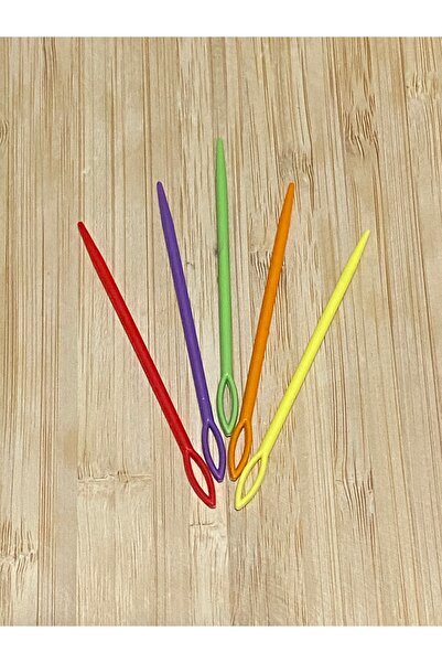 Lorin hobi Plastik yün örgü dikiş iğnesi 7.5 cm 5 Li paket