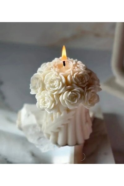 Lumera Candle El yapımı kokulu gül buketi dekoratif hediyelik mum