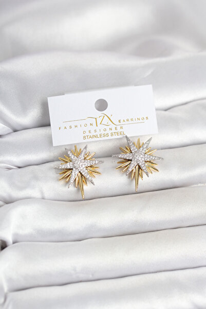 callerrons accessories أقراط نسائية من الزركونيوم بلون ذهبي وفضي - EBJ260509W...