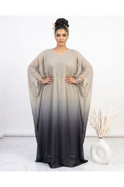 sea gulf Heavy Beading Chiffon O-Neck Long Sleeve Evening Gowns for Women