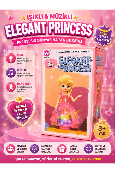 Sıraç İthalat Elegant Princess Işıklı Müzikli Dans Eden Prenses Oyuncak Bebek...