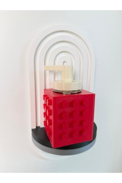 ÖZTÜRK MAKİNE Liquid Soap Dispenser Box and Pump Set - Decorative Pla Bathroom Accessory - Lego Pattern -