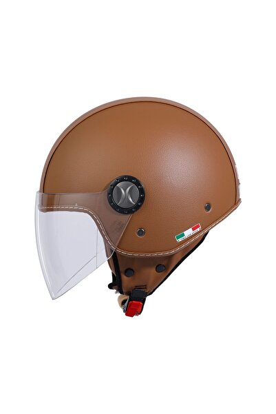 Sway SW 701 Brown Leather Yarım Kask