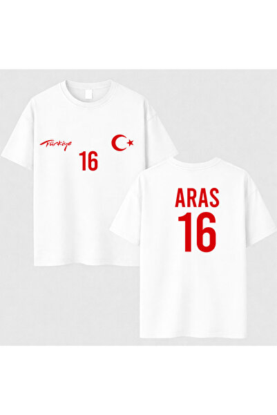 AYDESİGN Kişiye Özel İsim Baskılı Milli Takım Dünya Kupası Unisex Beyaz Tişör...
