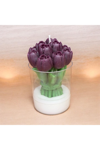 Lumera Candle Bardak lale Çiçek demeti el yapımı kokulu dekoratif hediyelik mum