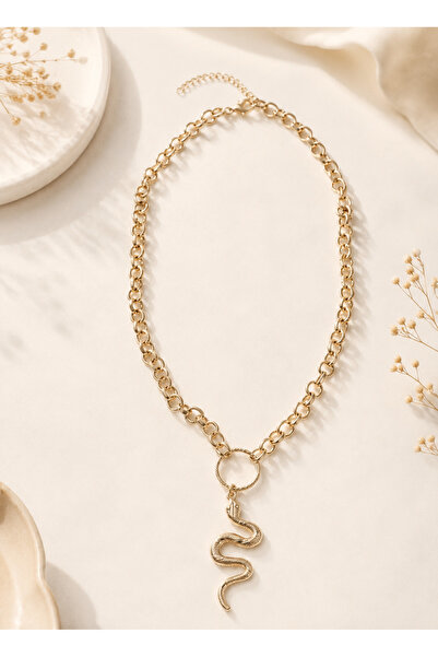 Archhazel Jewelery Silver Chain Necklace with Snake Figure