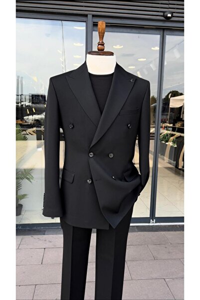 LONATOLİA Erkek Slim Fit İtalyan Stil Kruvaze Takım Elbise - Ceket Pantolon