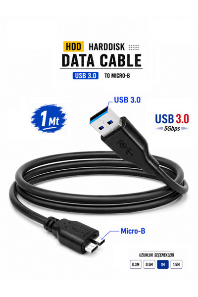 Vwin 5 Gbps USB 3.0 Taşınabilir HDD Harddisk Hard Disk Veri Data Kablosu 1 Mt...