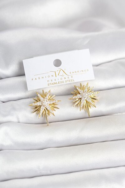 Generic Brand Mey Import ®   Zircon Stone Brass Gold Color Pole Star Women's ...