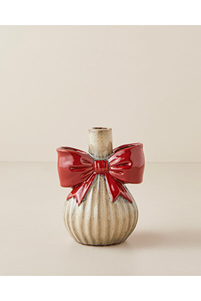 English Home Kayla Seramik Vazo 15,5 cm Bej - Kırmızı