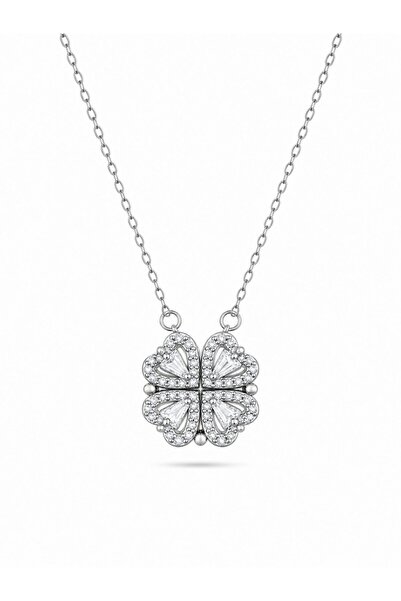 serelya 316L Steel Silver Color Open Clover Model Women's Necklace
