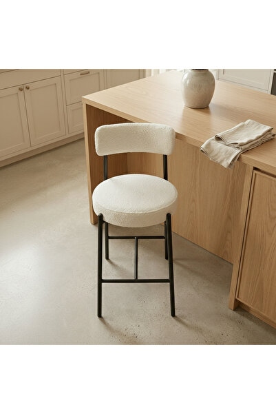 Ebticar White Boucle Bar Chair with a Practical Modern Design