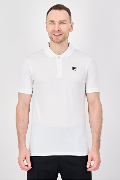 FILA قميص بولو رجالي رياضي بأكمام قصيرة مناسب للخارج، أبيض