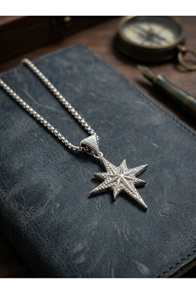 Velcari North Star Minimalist Style Stainless Steel Men's Necklace