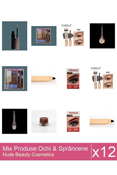 Makeup Set Mix 12 produse Rimel Sprancene: Tus / Lipici magnetic, negru, Fard...